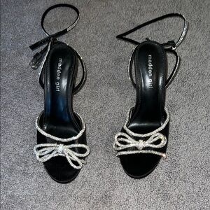Madden Girl Black and Silver Heeled Sandals